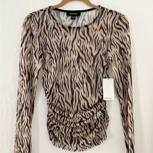 Karen Kane Women's Zebra Print Top - Black and Tan